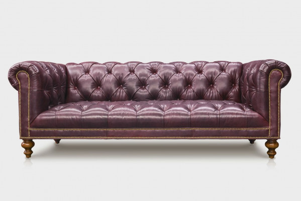 Brown Chesterfield 3-seater sofa leather sofa couch upholstery furniture