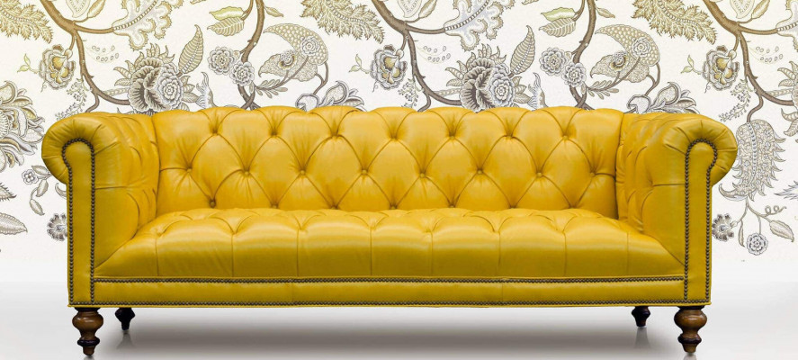 Brown Chesterfield 3-seater sofa leather sofa couch upholstery furniture