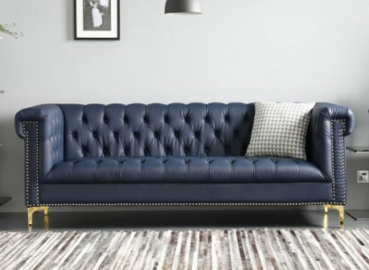 English style furniture Chesterfield three-seater couch pink turquoise 3-seater blue sofa