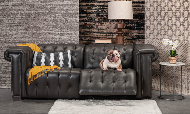 Designer Black Chesterfield Three-Seater Living Room Couch