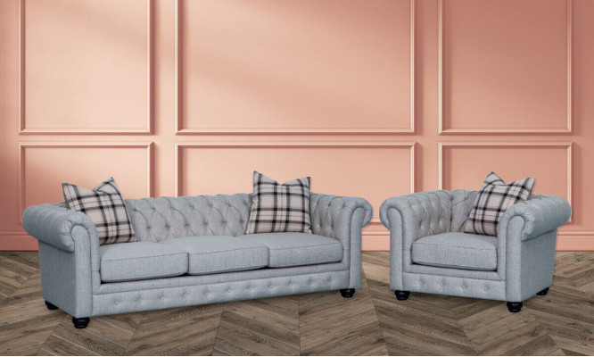 Chesterfield Sofa Set Sofa Couch Upholstery 3+1 Seater Leather Couches Fabric New