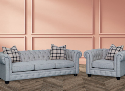 Chesterfield Sofa Set Sofa Couch Upholstery 3+1 Seater Leather Couches Fabric New