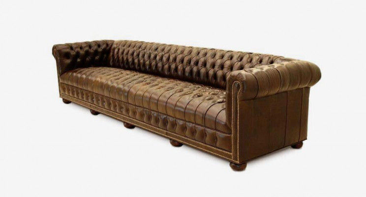 Chesterfield 3-Seater Sofa Couch Leather Suite Upholstery Gold Seat New