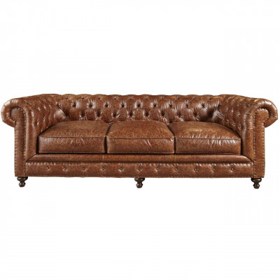 Designer Chesterfield brown three-seater luxury 3-seater couch