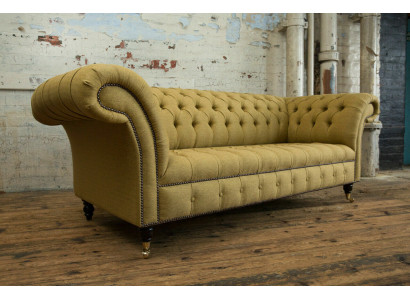 Yellow Couch Three-Seater Upholstered Design Sofa 3-Seater Seat Sofas Room Luxury Couches