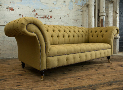 Yellow Couch Three-Seater Upholstered Design Sofa 3-Seater Seat Sofas Room Luxury Couches
