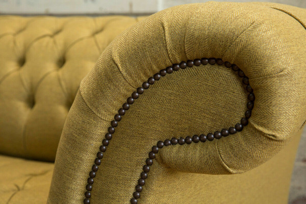 Yellow Couch Three-Seater Upholstered Design Sofa 3-Seater Seat Sofas Room Luxury Couches