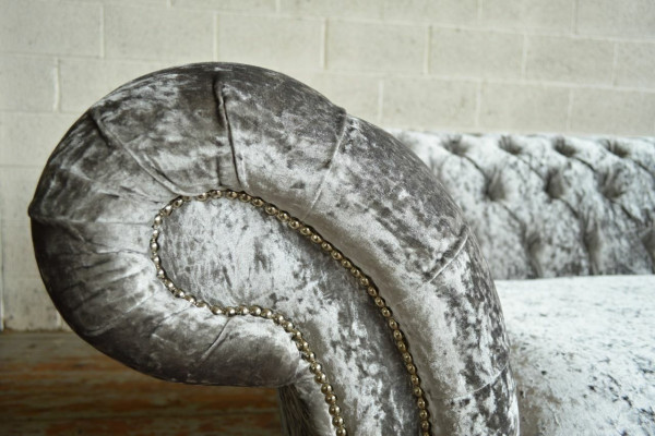 Silver Chesterfield textile leather sofa couch upholstery big seat cushion new 265cm