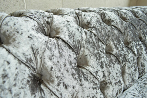 Silver Chesterfield textile leather sofa couch upholstery big seat cushion new 265cm