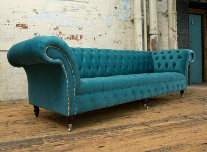 Chesterfield Couch XXL big sofa couches velvet leather textile upholstery sofas 4-seater