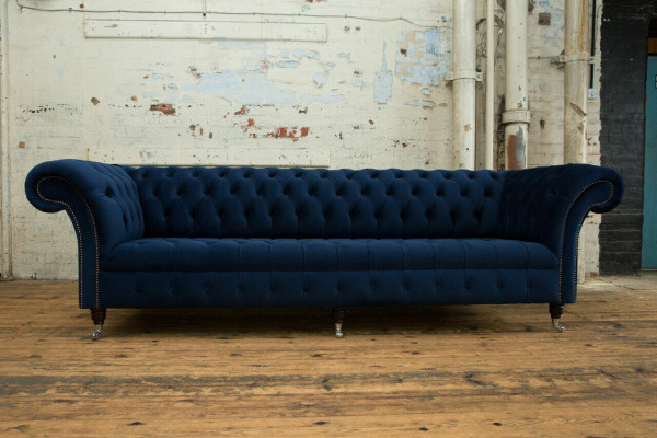 Chesterfield Sofa Velvet Four-Seater Design Sofas Upholstered Couches Couch Velvet 265cm