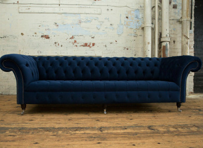 Chesterfield Sofa Velvet Four-Seater Design Sofas Upholstered Couches Couch Velvet 265cm