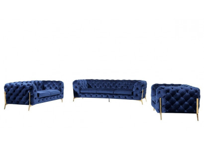 Luxury textile fabric sofa couch upholstery seat 3+1 set Chesterfield suites