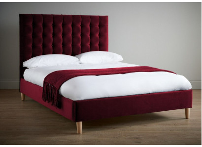 Red Luxury Velvet Textile Bed Double Design Chesterfield Classic Beds New