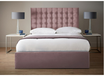 Pink designer Chesterfield double bed, designer bedroom bed