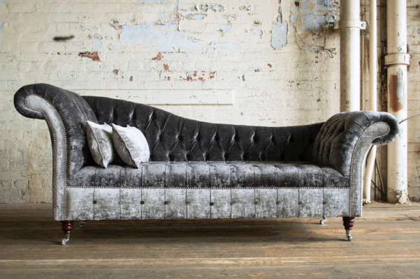Gray designer 3-seater Chesterfield couch upholstered sofas design sofa