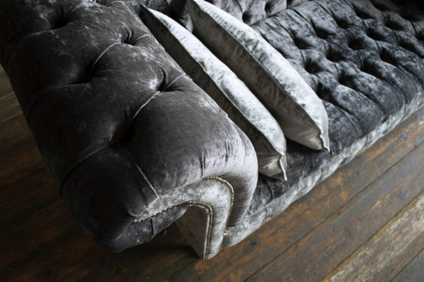 Gray designer 3-seater Chesterfield couch upholstered sofas design sofa