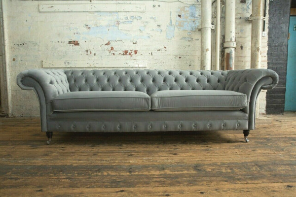 Chesterfield 4-seater upholstered couch modern style leather fabric sofa textile.