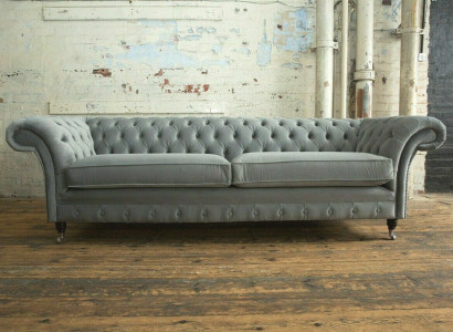 Chesterfield 4-seater upholstered couch modern style leather fabric sofa textile.
