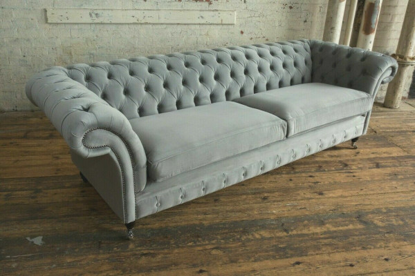 Chesterfield 4-seater upholstered couch modern style leather fabric sofa textile.