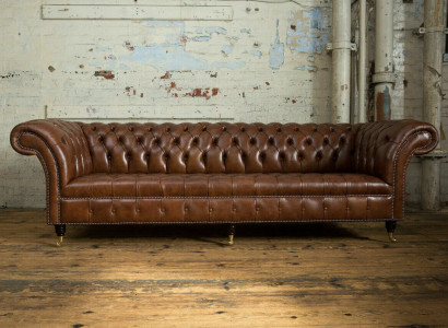 Chesterfield Brown Couch Sofa Upholstery 4 Seater Couches Seating Suite Sofas 265cm