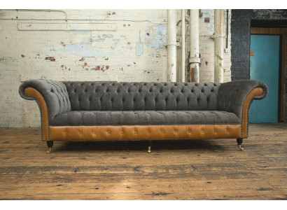 Gray-brown Chesterfield Sofa Designer 4-Seater Luxury Sofas