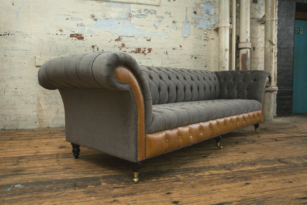 Gray-brown Chesterfield Sofa Designer 4-Seater Luxury Sofas