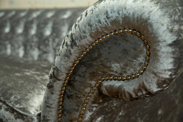 Chesterfield Gray Upholstered Four-Seater Designer 4-Seater Couch