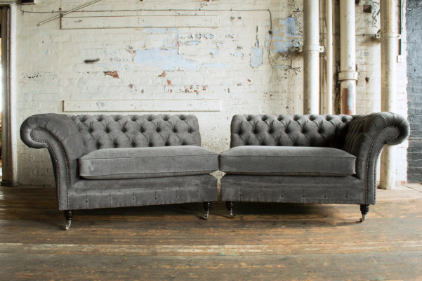 Classic Chesterfield Sofa 4-Seater Design Sofas Upholstered Couches Leather Brown