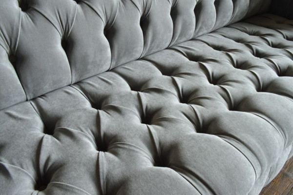Classic Chesterfield Sofa 4-Seater Sofas Couches Leather Gray Design Upholstery