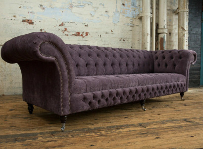 Classic Chesterfield Sofa 4-Seater Sofas Upholstered Couches Leather Brown Design