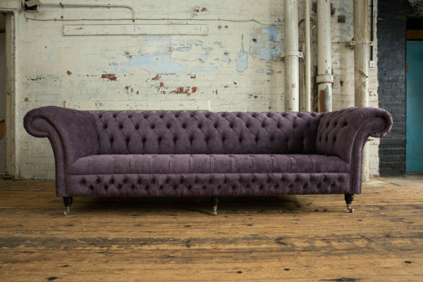 Classic Chesterfield Sofa 4-Seater Sofas Upholstered Couches Leather Brown Design