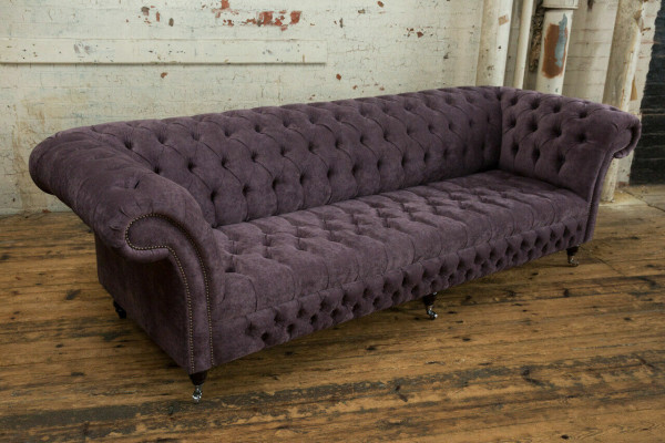 Classic Chesterfield Sofa 4-Seater Sofas Upholstered Couches Leather Brown Design