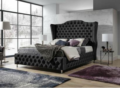 Black bed Chesterfield upholstery double bed luxury bedroom design beds