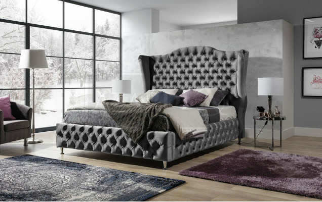 Black bed Chesterfield upholstery double bed luxury bedroom design beds