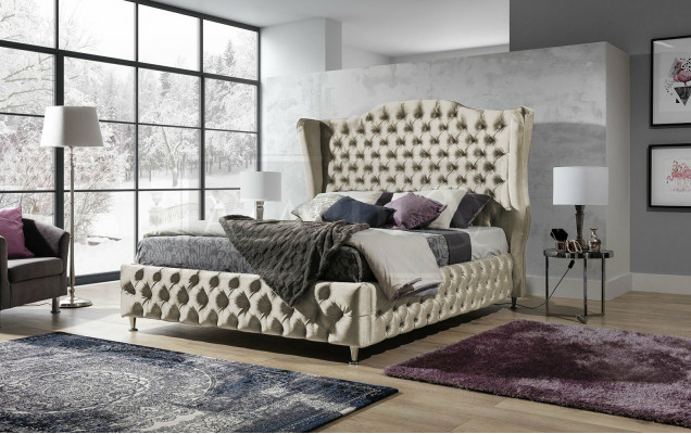 Black bed Chesterfield upholstery double bed luxury bedroom design beds