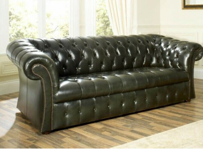 Green Chesterfield 3-Seater Designer Luxury Three-Seater Couch