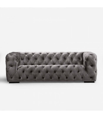 Gray Chesterfield Three-Seater Couch Upholstered Style Furniture