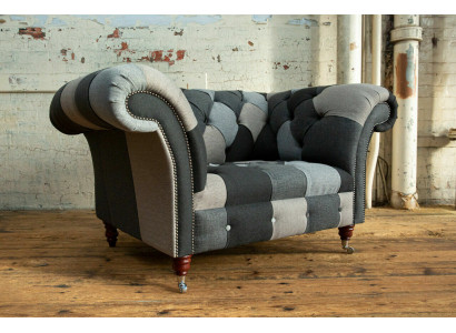 Gray-Blue Chesterfield Armchair Luxury Single-Seater Designer Furniture