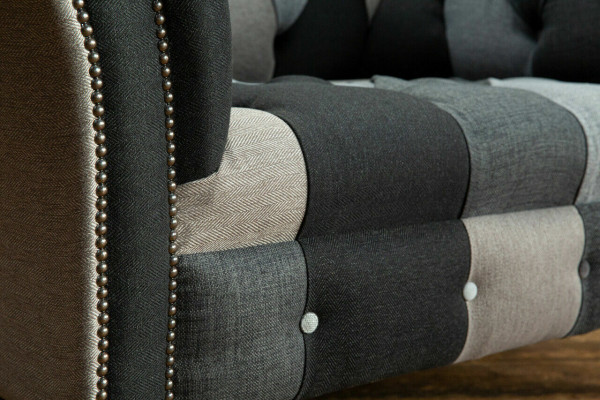 Gray-Blue Chesterfield Armchair Luxury Single-Seater Designer Furniture