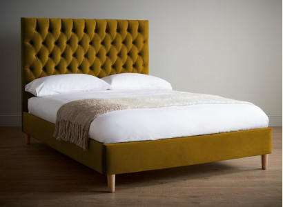 Chesterfield Design Upholstered English 140/160/180x200 Beds Double Bed Yellow