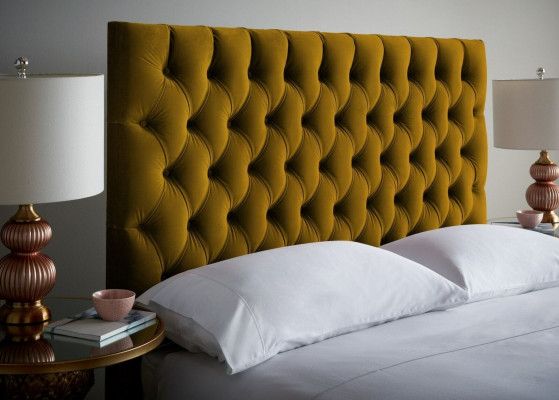 Chesterfield Design Upholstered English 140/160/180x200 Beds Double Bed Yellow