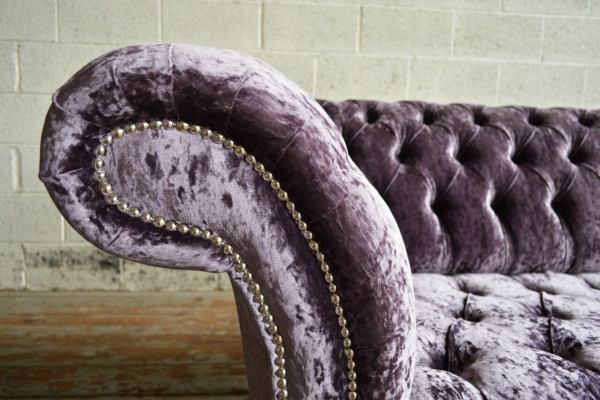 Stylish Purple Chesterfield Three-Seater Luxury Living Room Couch