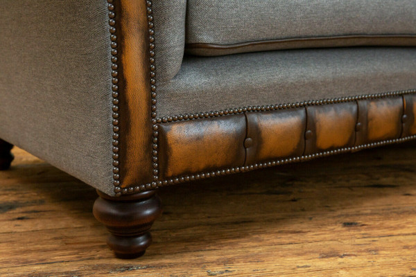 Gray-brown Chesterfield couch designer living room 3-seater sofa