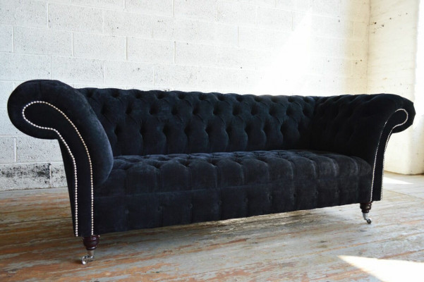 Black Chesterfield 3-Seater Luxury Living Room Sofa