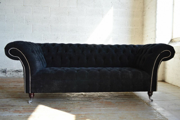 Black Chesterfield 3-Seater Luxury Living Room Sofa