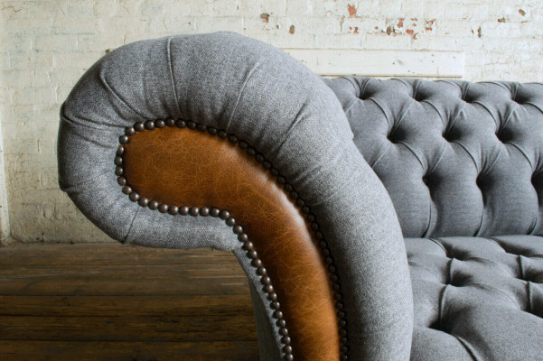 Noble gray Chesterfield three-seater luxury living room sofa
