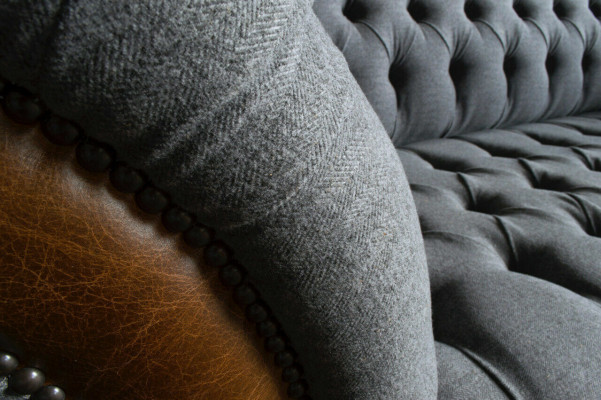 Noble gray Chesterfield three-seater luxury living room sofa
