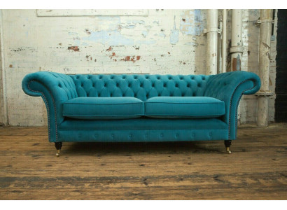 Turquoise Chesterfield Couch Designer 3-Seater Luxury Living Room Sofa