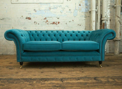 Turquoise Chesterfield Couch Designer 3-Seater Luxury Living Room Sofa